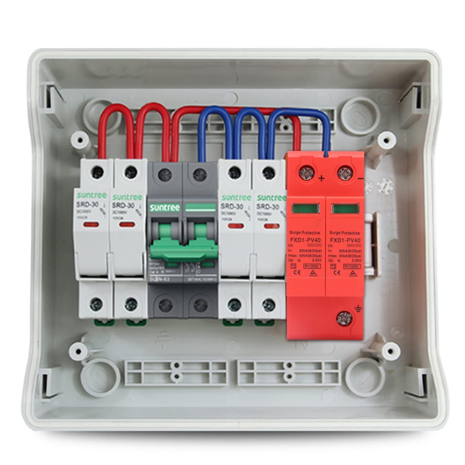 Agatige 2 Pezzi Dispositivi di Protezione Contro Le sovratensioni, 2P 40KA DC Fotovoltaico Protettore Flash Arrester, DC 1000V