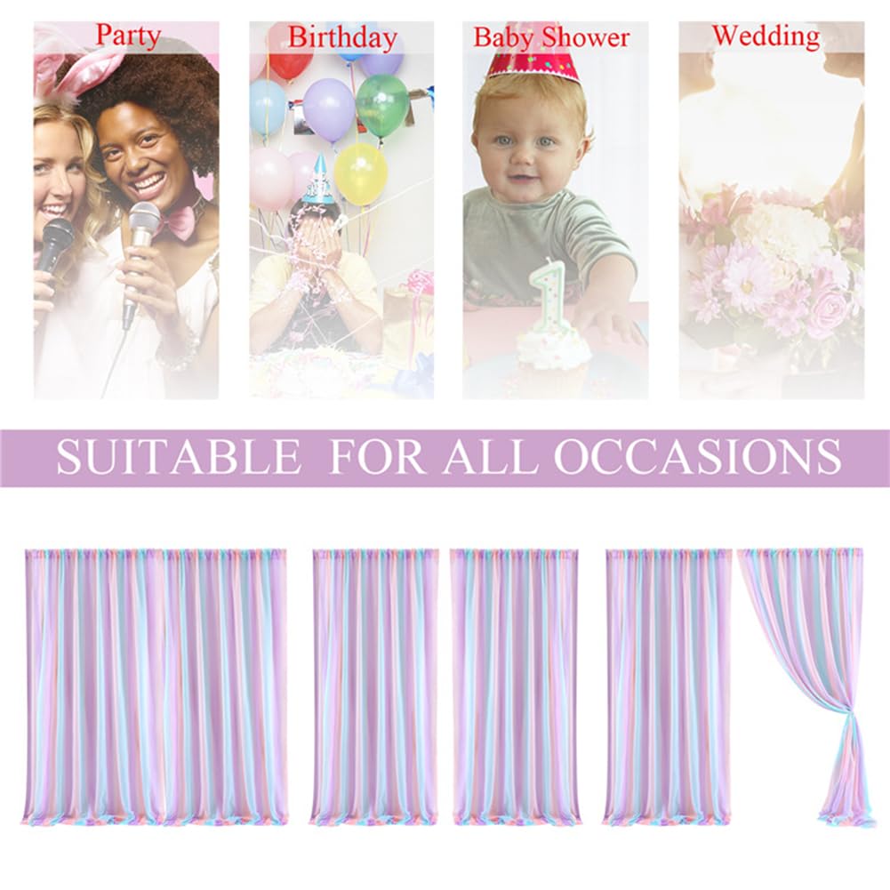 Arco Iris Cortinas Transparentes para el Dormitorio/Fiesta temática/Boda, Cortinas de Visillo con Bolsillo para Varilla 84 Pulgadas (Rainbow(with Lights), W59xL84inch/2 Panel)