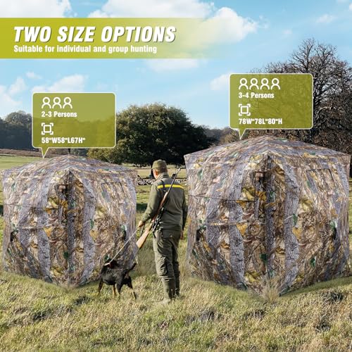 TYRSEN Hunting Blind 270°See Through Ground Blind for Deer Hunting, 2-3 Person Ground Camouflage Pop Up Duck Turkey Deer Hunting Blinds Tent - Thumbnail 7
