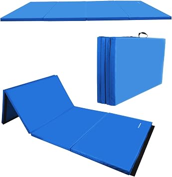 BalanceFrom 6x4 Feet 4-Panel Folding Gymnastics Mat 2-Inch Thick Pad with Vinyl Surface and Carrying Handles for Tumbling, Yoga, Pilates, Home Workouts, and Martial Arts