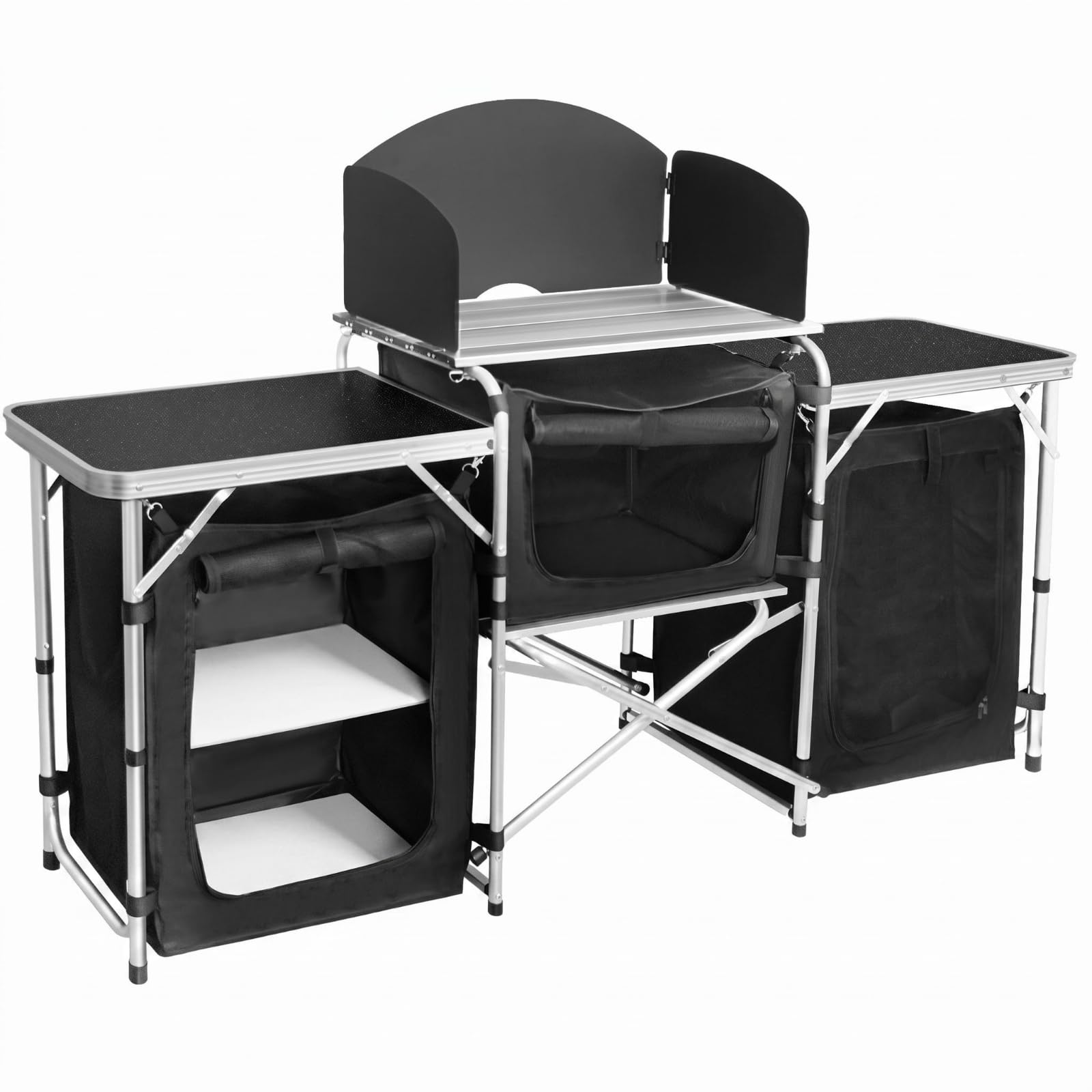 perfk Tavolo da Campeggio Pieghevole Cucina da Esterno Banco Lavoro Piano Ripiano Struttura in Lega di Alluminio Gambe Tubolari E Borsa Trasporto Adatto per