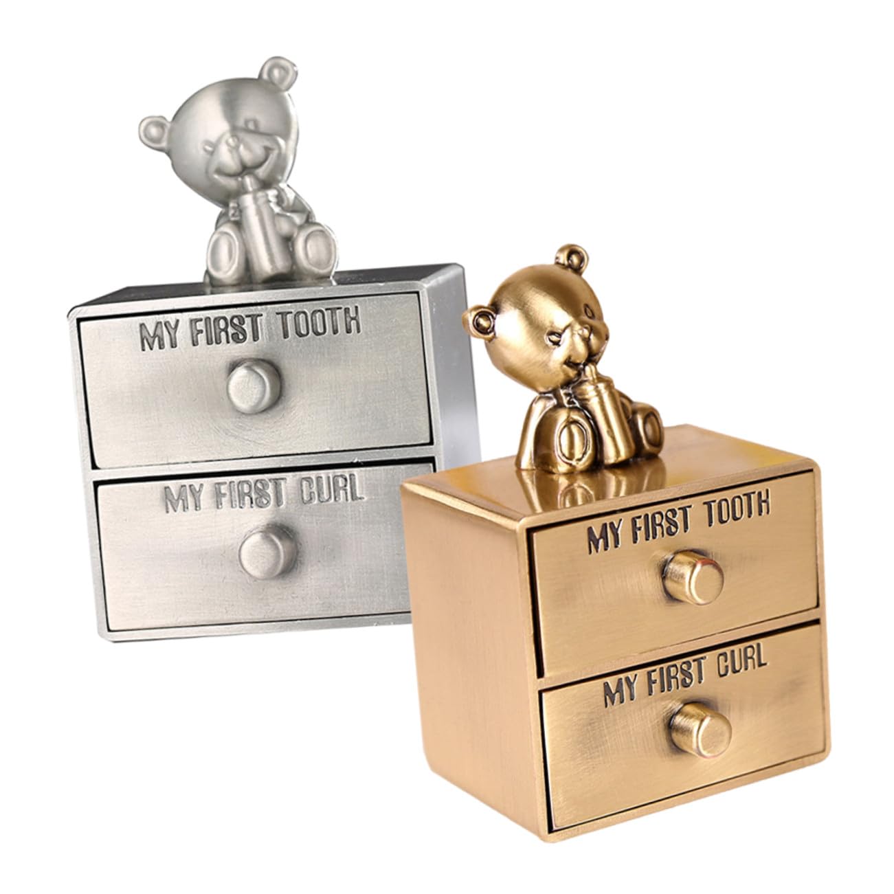 Toddmomy Cajas Para Guardar Dientes De Leche Para Ñiño Niño y Niña, Caja Metálica Dorada y Plateada, Set De 2 Piezas Para Recuerdos Infantiles y Almacenamiento En Escritorio
