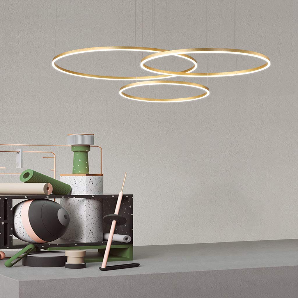 Lampes table manger LED et luminaire suspendu rond en aluminium pour grand salon