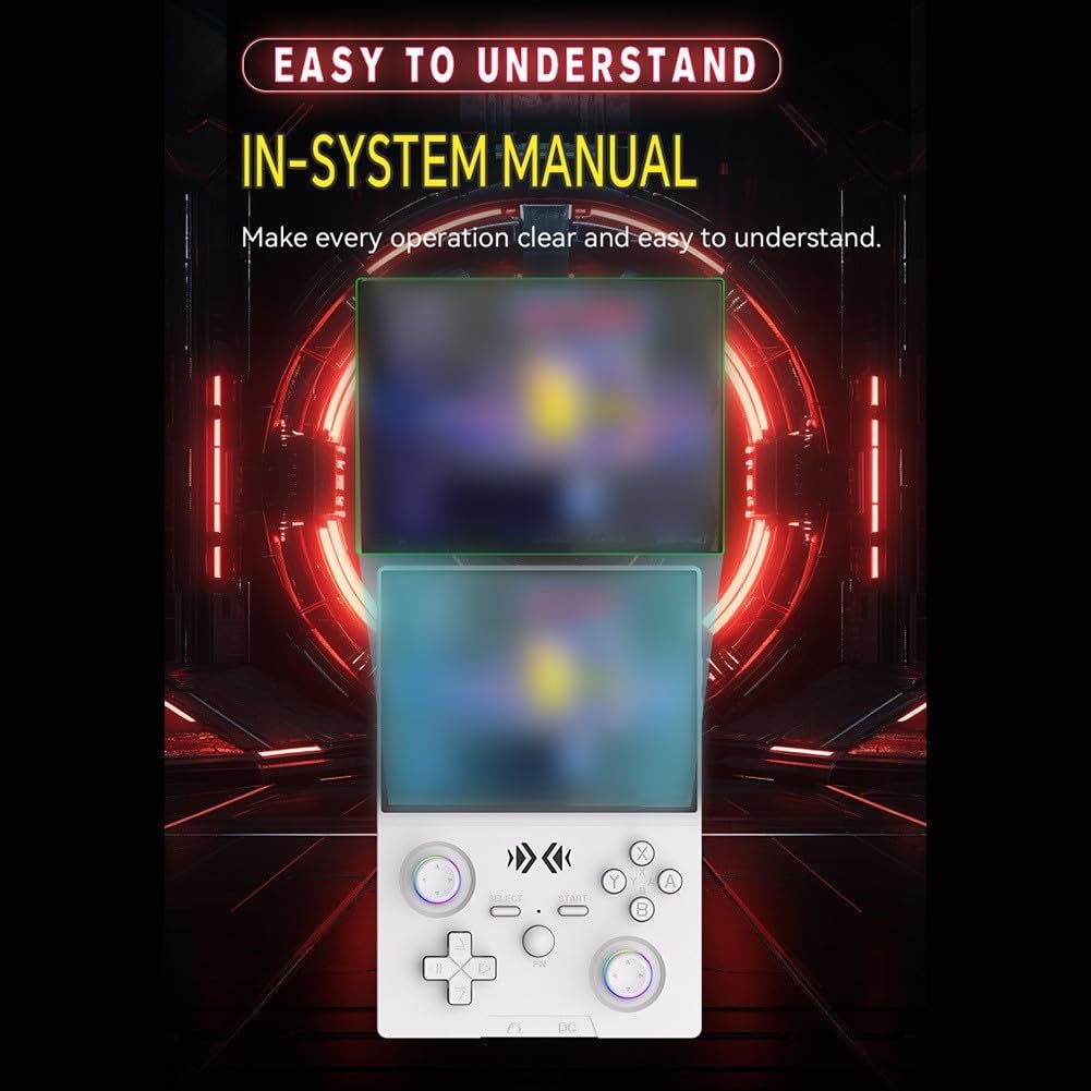 Handheld-Spielekonsole mit 11,4 cm (4,5 Zoll) IPS-HD-Bildschirm, 18000+ klassische Spiele, Dual-Core-CPU und abnehmbarem Joystick (Gay)