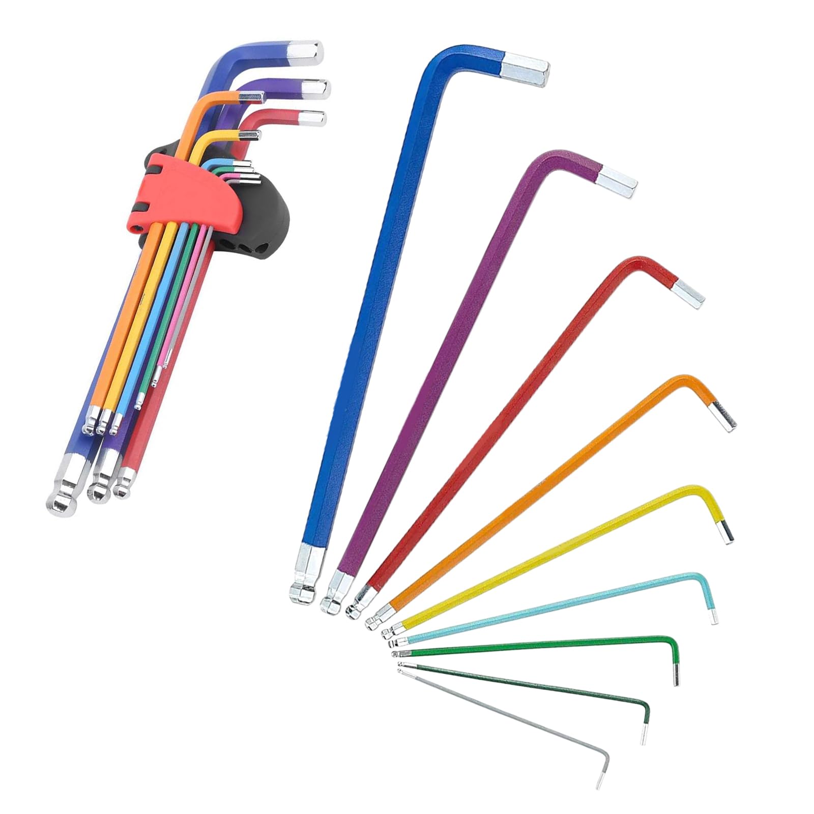 Cerioll 9 Piezas Llaves Allen Largas, Juego De Llave Allens Con Punta En Bola, 1,5-10 Mm, Juego De Llaves Hexagonales, Para Reparación De Bicicletas, Montaje De Muebles
