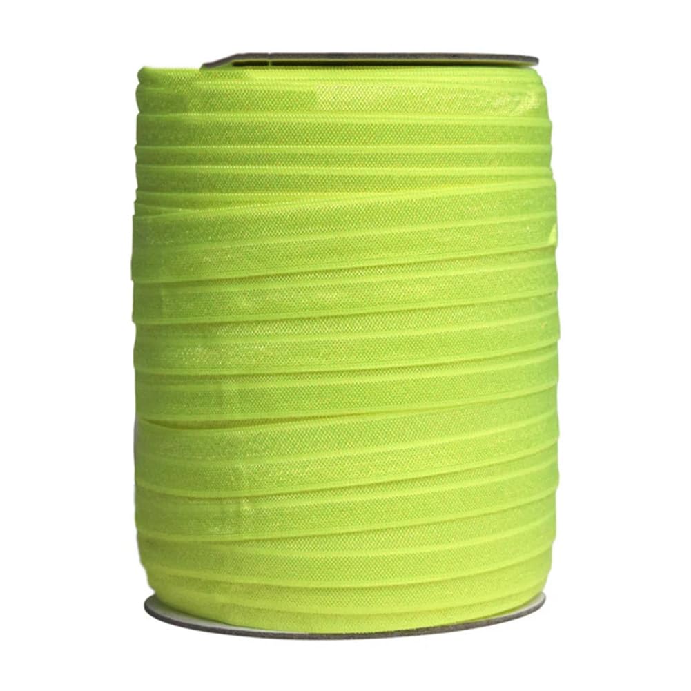 Gumki do szycia, Elastyczne taśmy z elastanu, składane, wielokolorowe, 50-100 jardów(Neon Lemon,100 Yards)