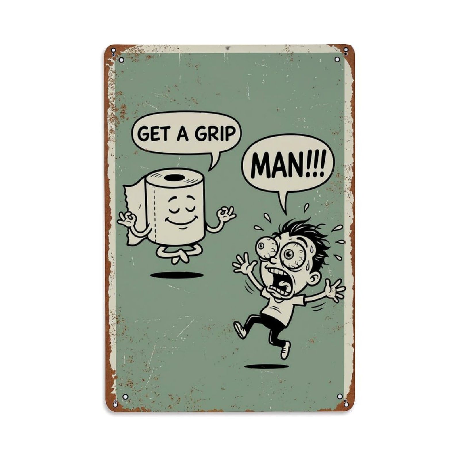 Get A Grip Man Funny Vintage Humorous Toilet（1） Metal Tin Sign