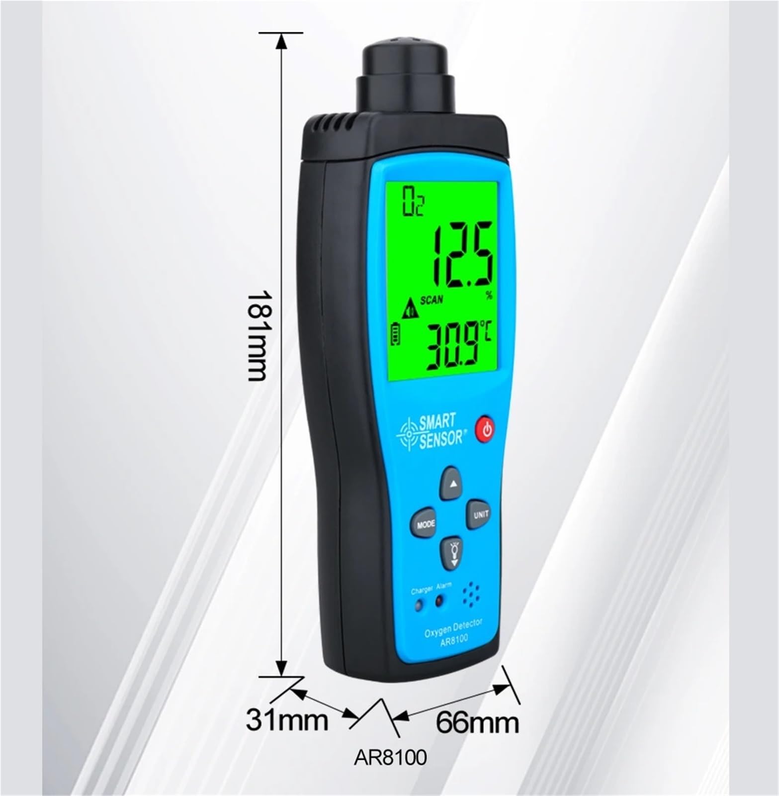 Monitor qualità dell'aria, Sensore Misuratore di ossigeno digitale Rilevatore di gas O2 Misuratore a qualità 'aria con display LCD a temperatura(AR8100)