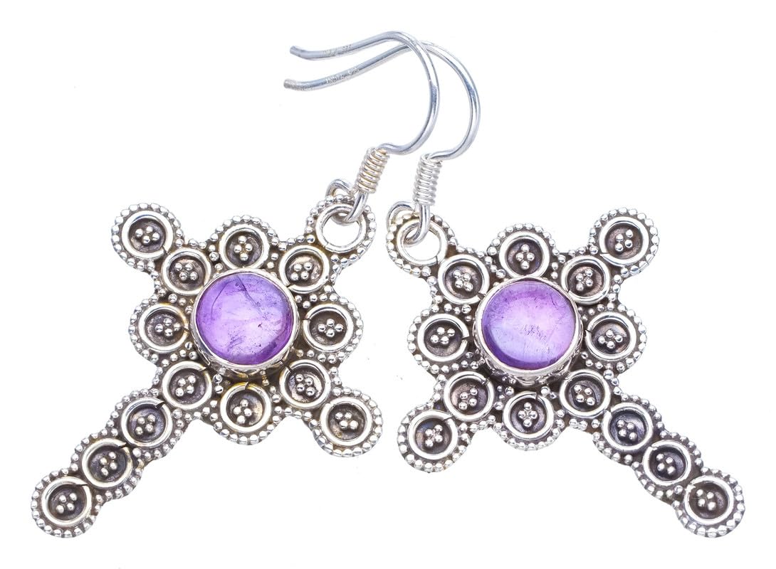 Boucles d'oreilles Améthyste et Croix Argent 925 StarGems - 7
