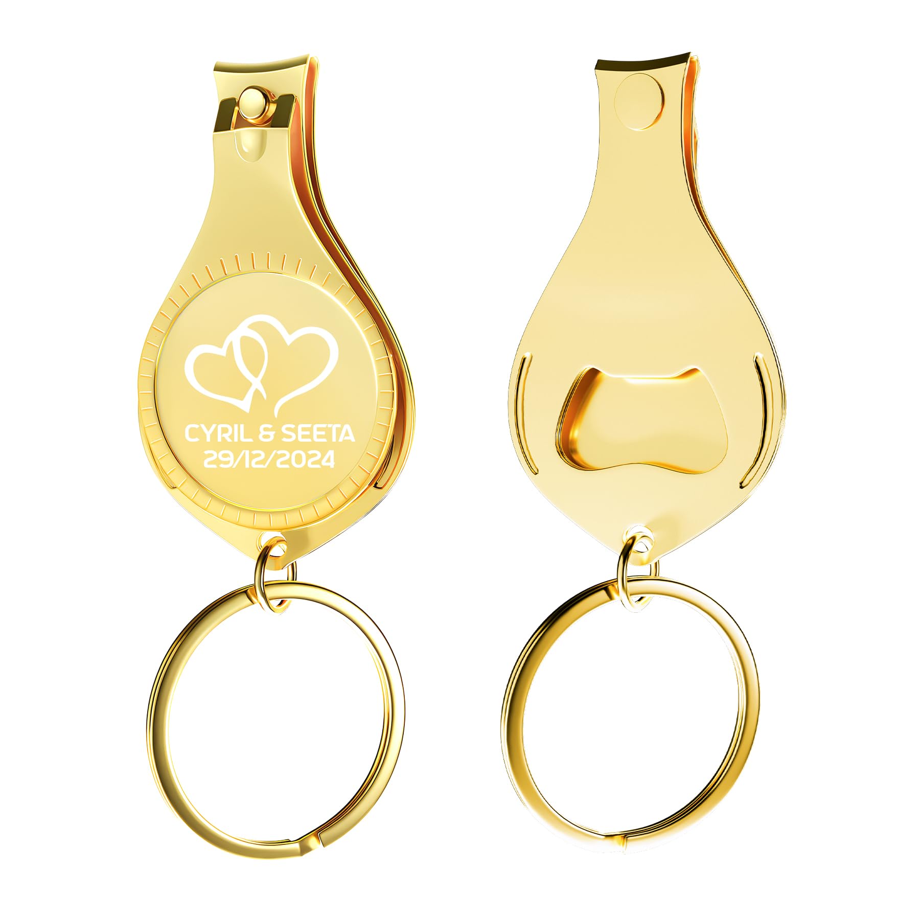 30pcs Personalized 4 in 1 Multi Function Bottle Opener, Gold Nail Clipper, Wedding Favors Brewery, Private Customized, Multitool Gifts for Men