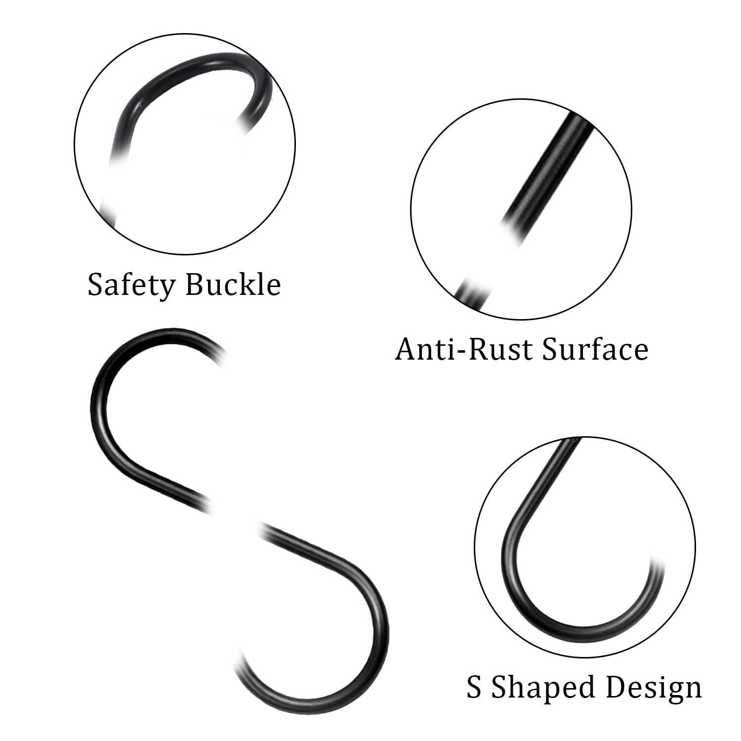 12 Pièces Crochets S De Suspension, Crochets En S En Acier Inoxydable, Crochet En S Noir, Grand