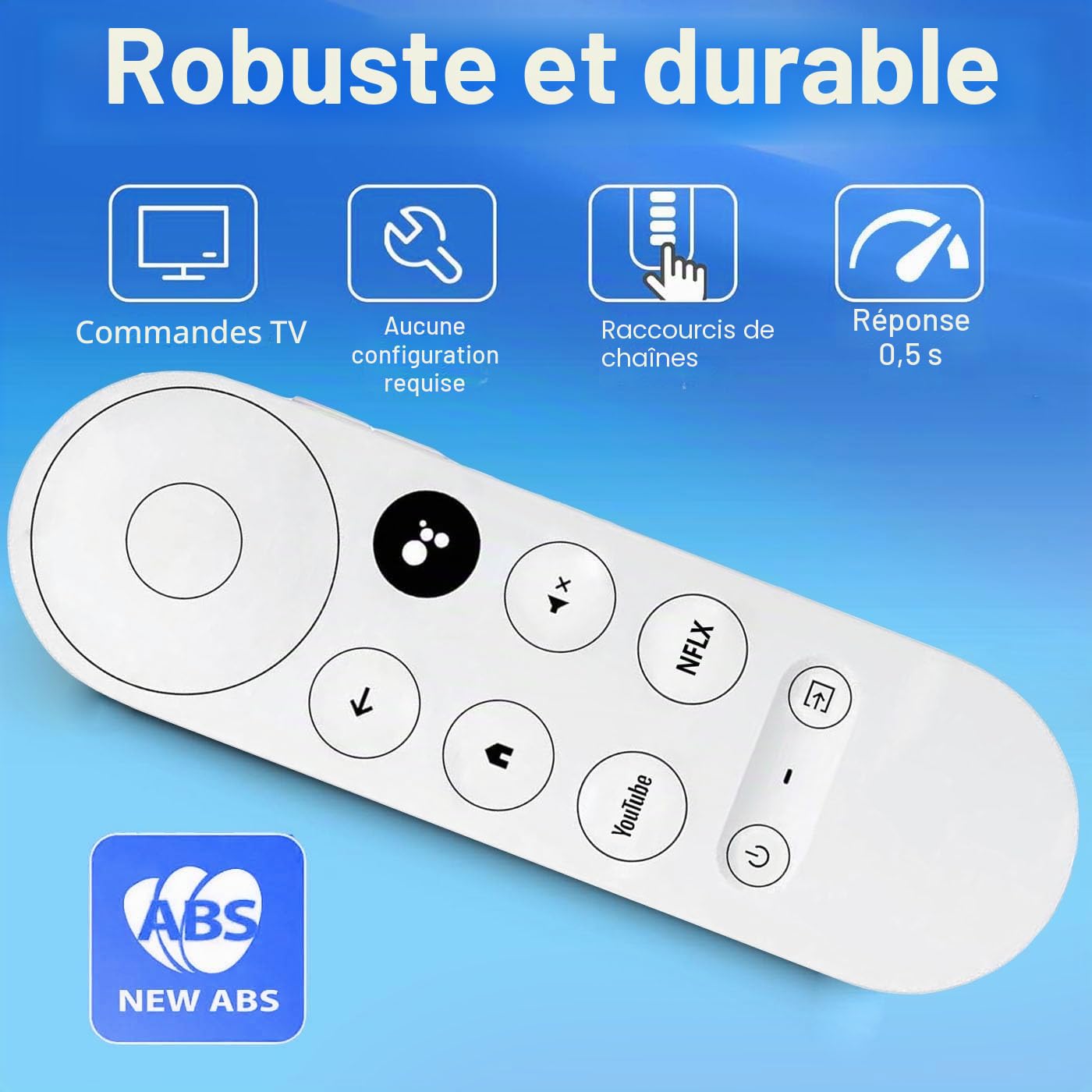 Télécommande vocale pour Google Chromecast TV 4K (Snow), télécommande de rechange pour Google Chromecast 4K Snow HD TV G9N9N GA01409-US GA01919-US GA01920-US GA01923-USGA01409-US