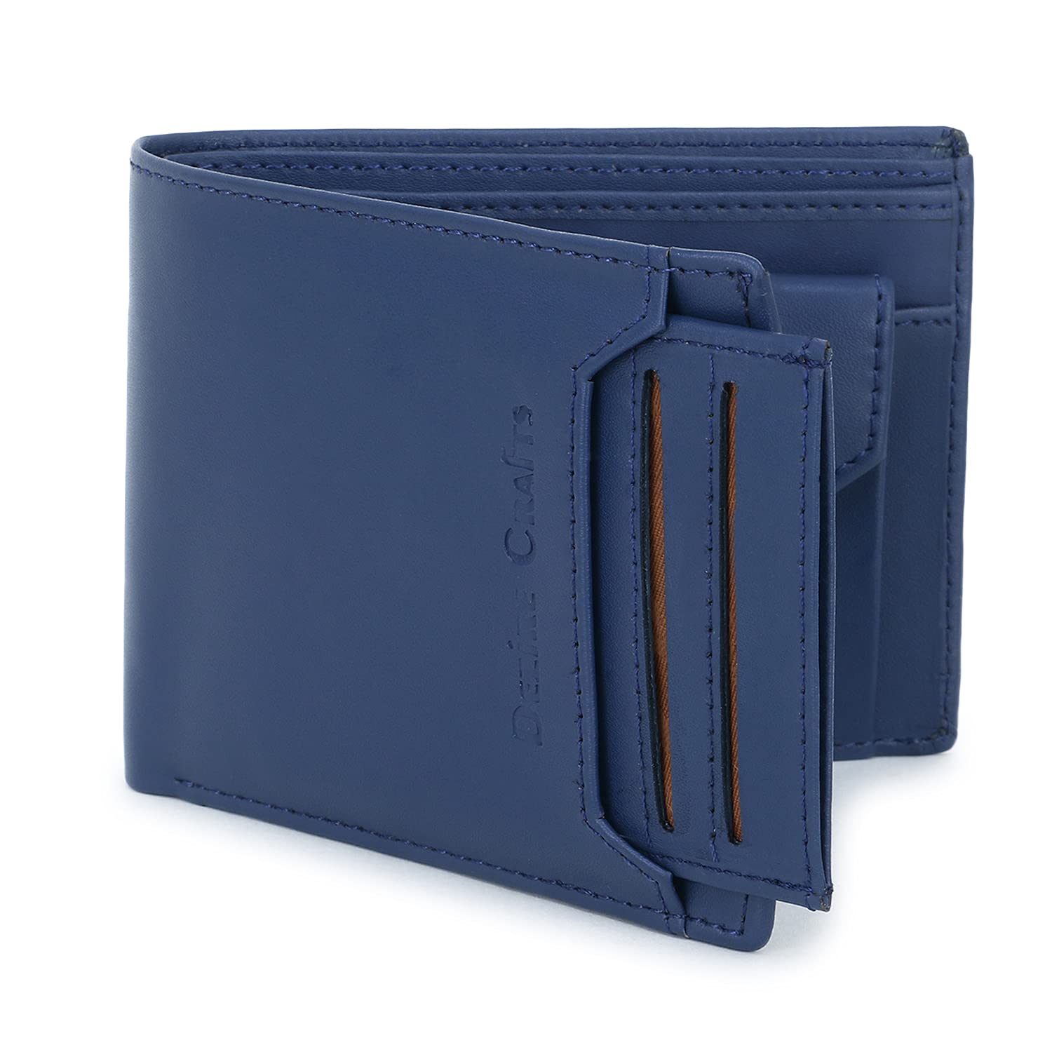Dezire Crafts Men's Artificial Leather Wallet | Bifold Wallet with 8 Card Slots | Slim, Lightweight Wallet for Formal, Casual & Party Use | Blue-picture-38