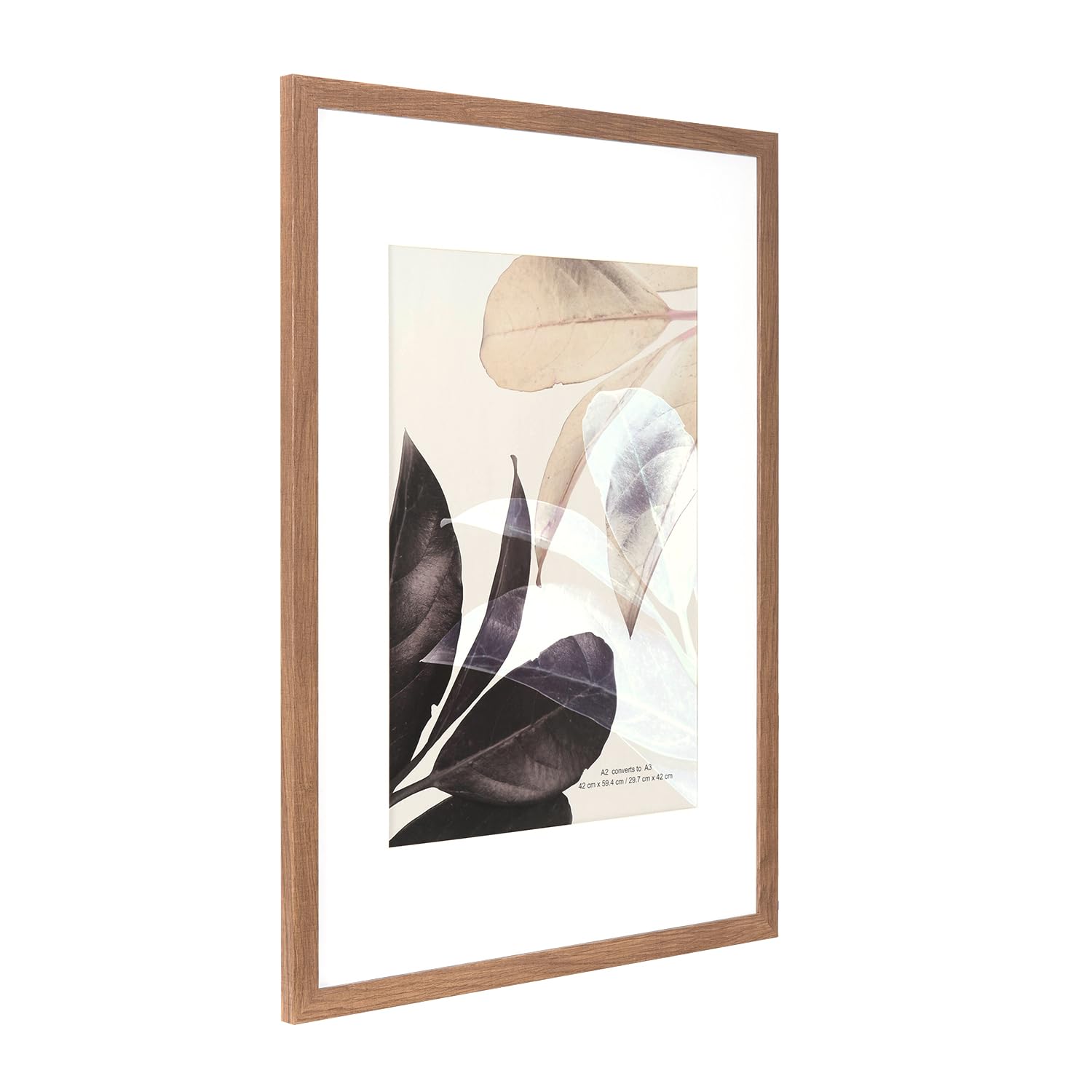 Brauner Holzbilderrahmen A2 (42 x 59,4 cm) mit Passepartout 3er Set Foto Halter oder A3 Urkunde Wandmontage