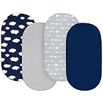 Baby Bassinet Sheets 4 Pack Fit for Dream On Me Lacy/Karley Bedside Sleeper/Graco Sense2Snooze/DreamMore Bedside, Delta Children Sweet Dreams and Curve, Ultra Soft & Skin-Friendly