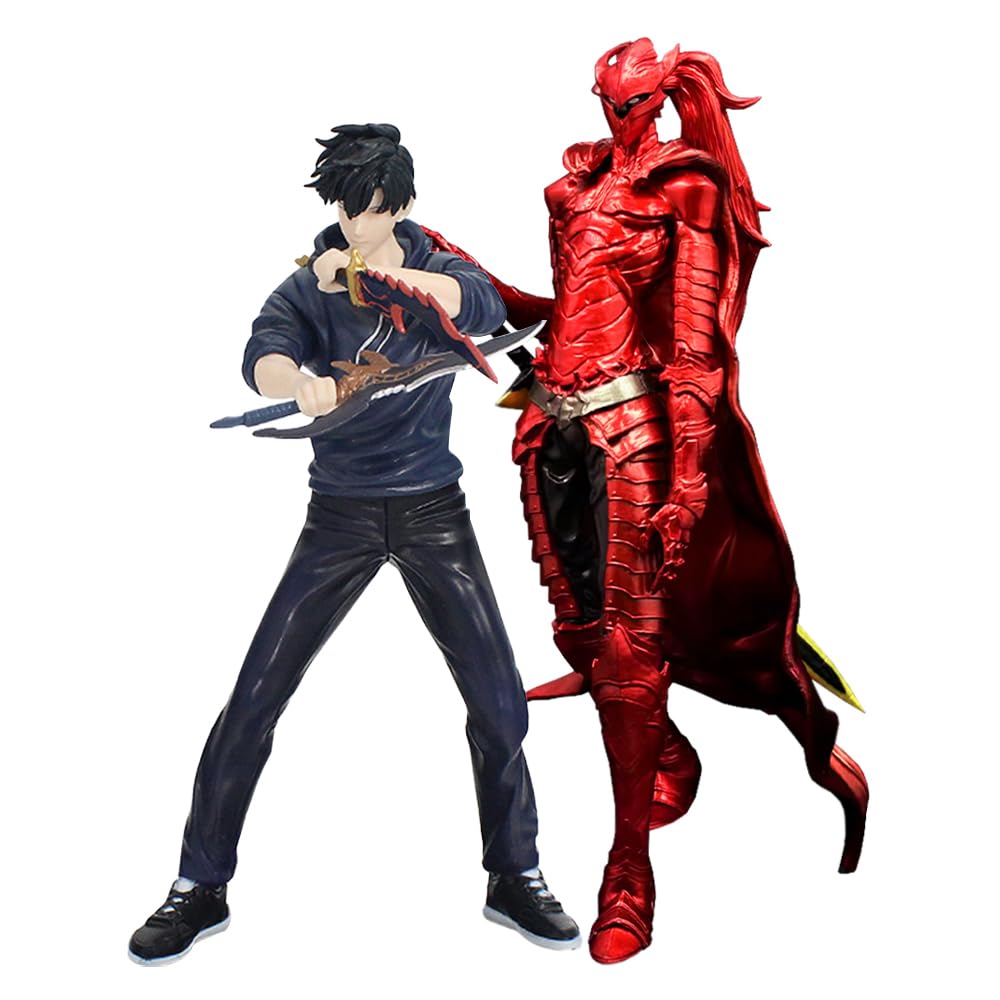 Xinchangda 2PCS Anime Sung Jin Woo/Igris Figure Cartoon Anime Character Statue PVC Model Sung Jin Woo Action Figure Desktop Decoration Collectible Ornaments
