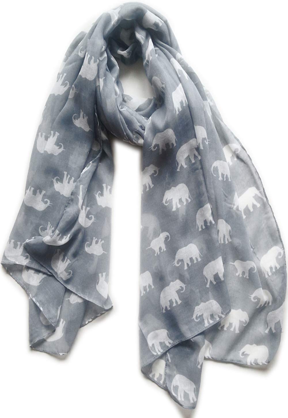 Glamlondon Women's Grey Elephant Print Scarf (Grey)