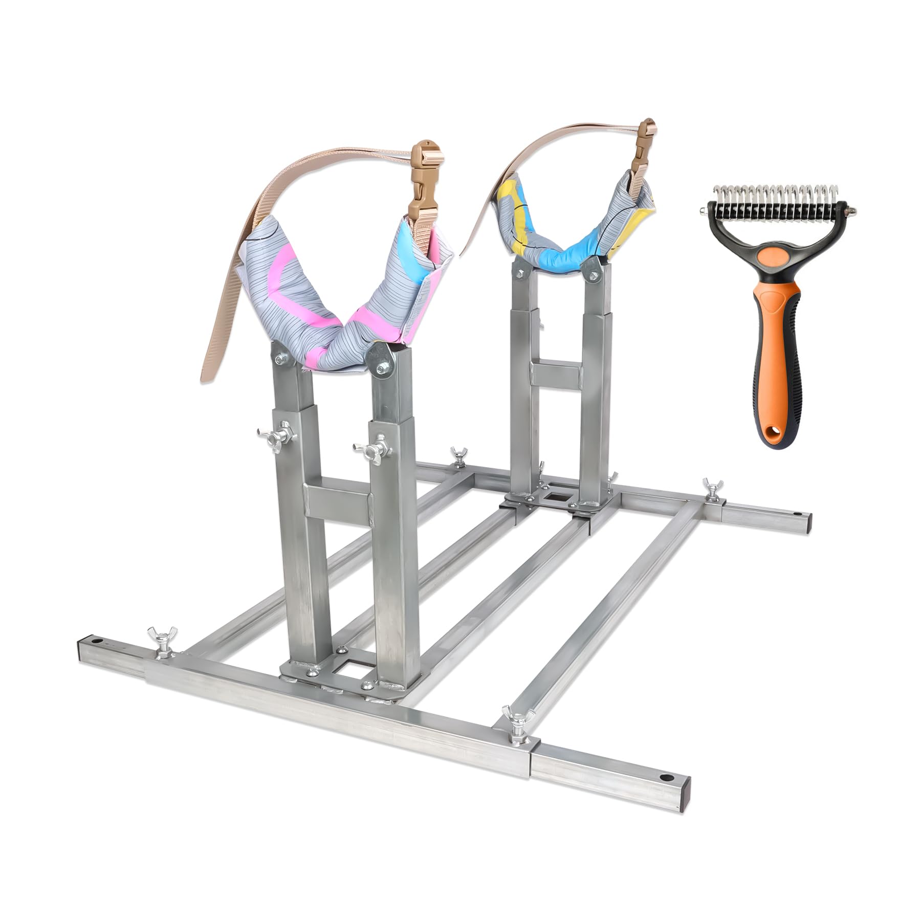 Dog Breeding Stand, Stainless Steel Breeding Stand for Dogs, Shoulder Height 17.5 IN-35.5 IN,Pet Fixed Bracket for Medium to Large Dogs,Adjustable Height and Length with Double Sided Undercoat Rake
