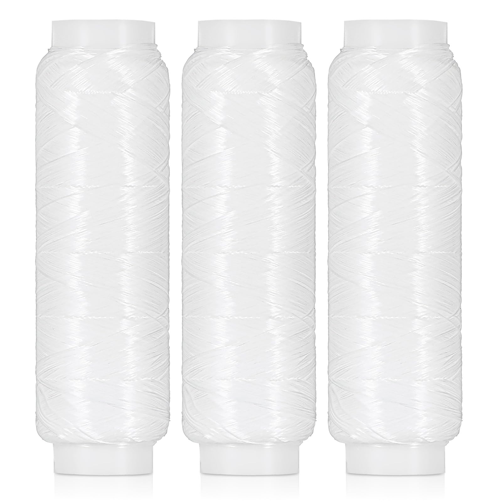 Grevosea 3 Pcs Clear Fishing Line, 0.2mm Invisible Nylon Bait Thread Elastic Fishing String Stretchy Fishing Line for Crafts Salmon Sturgeon Bass Catfish Bait Keeper (25m Per Spool)