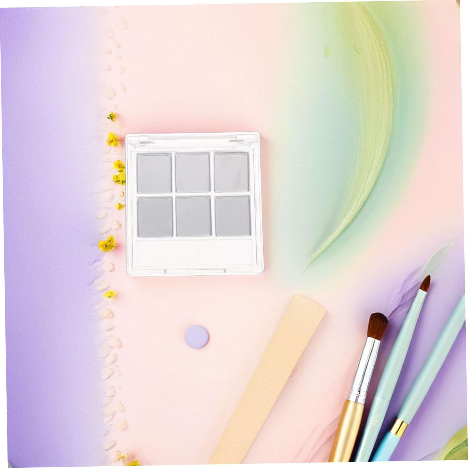 12 Juegos Paleta Vacía para Sombras de Ojos Transparente con Compartimentos y Soporte para Brochas Estuche Portátil para Almacenamiento de Maquillaje DIY Organizador Resistente