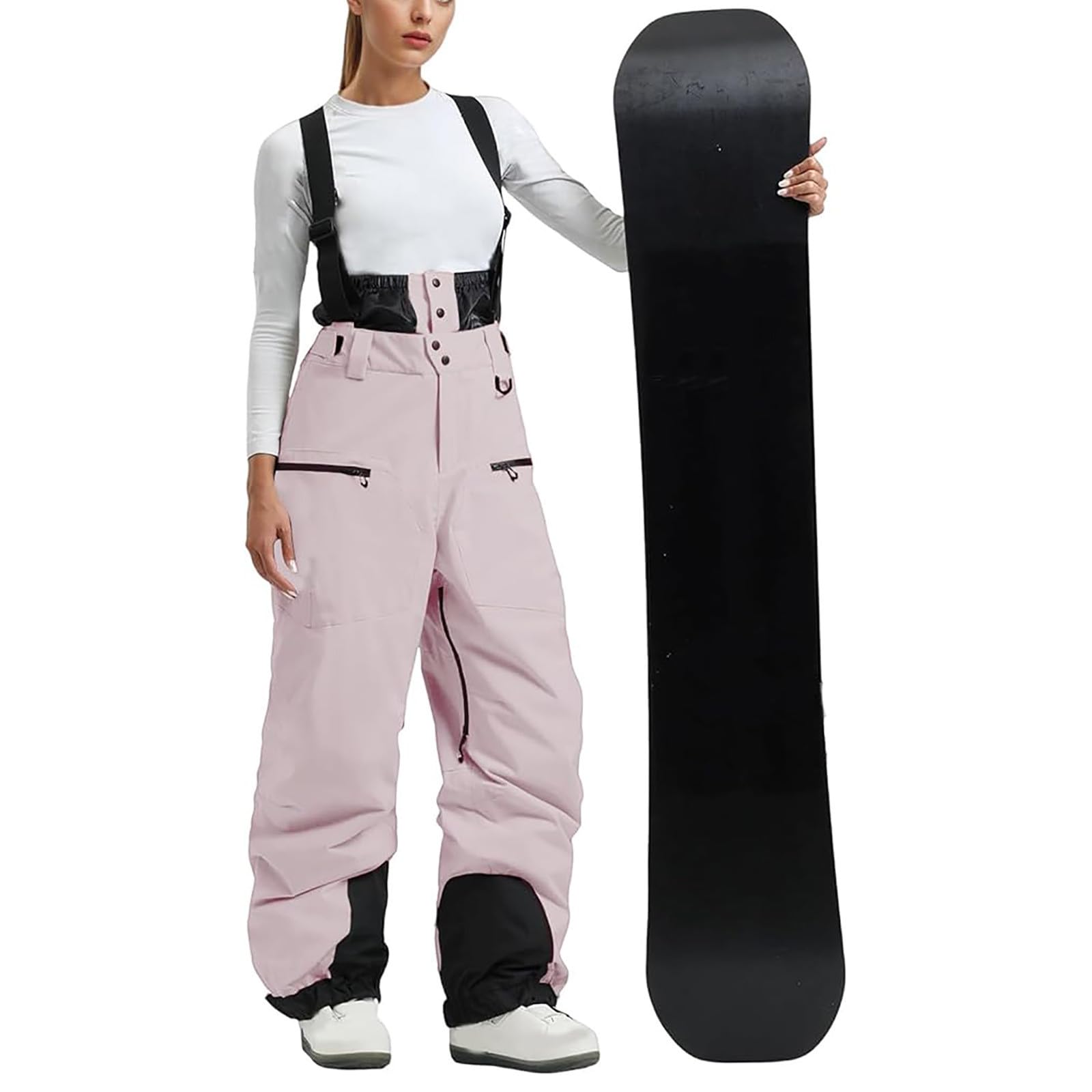 RLEHJN Salopette De Snowboard Femme Combinaison Réglable Pour Le Ski Pantalon De Ski Femme Imperméable Coupe-Vent Une Pièce Pantalon À Bretelles Isolées Thermiques Salopette De Neige D'extérieur