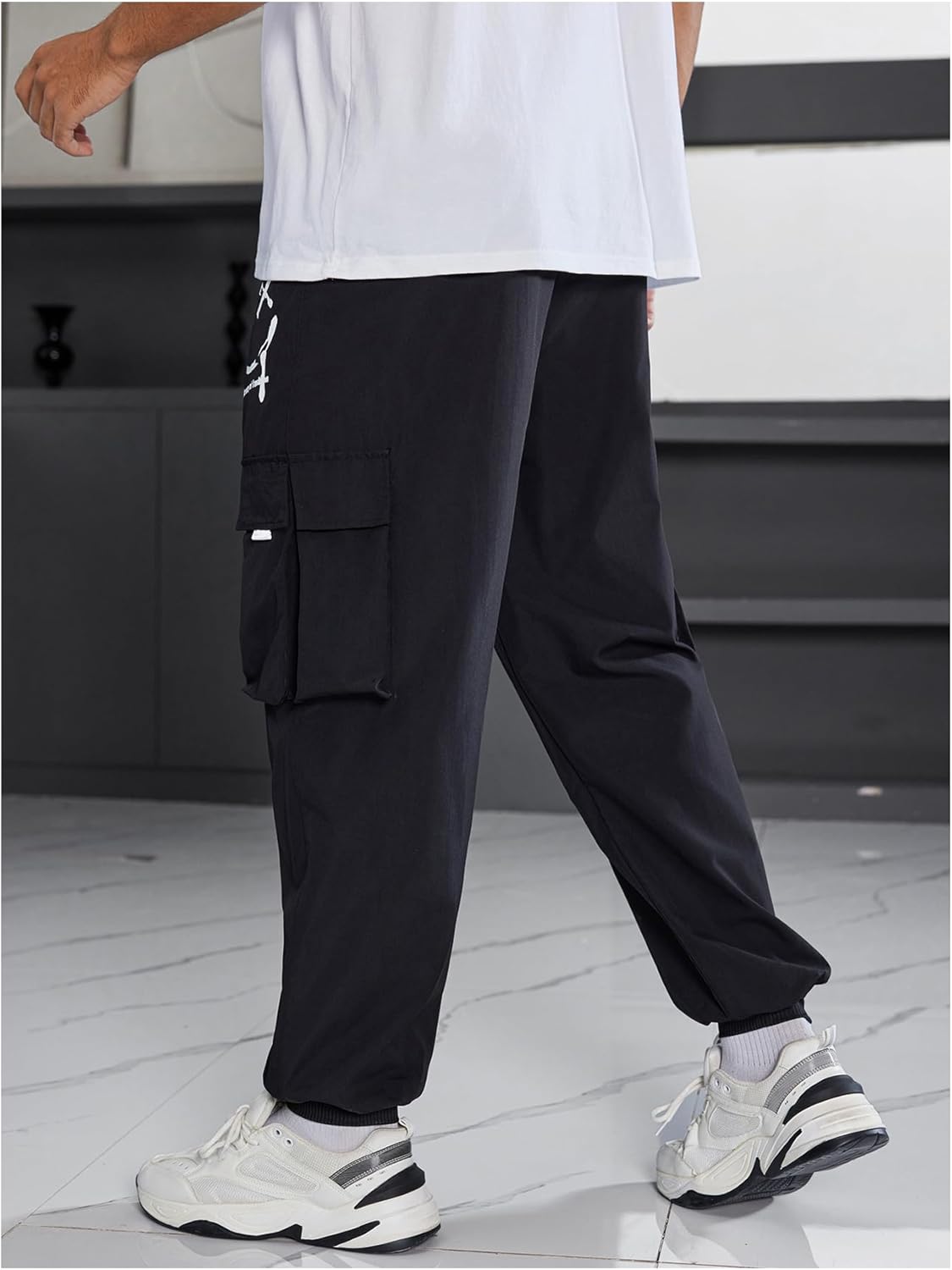 SOLY HUX Men's Sweatpants Drawstring Waist Printed Cargo Pants Street Outdoor Joggers with Pockets - Image 2