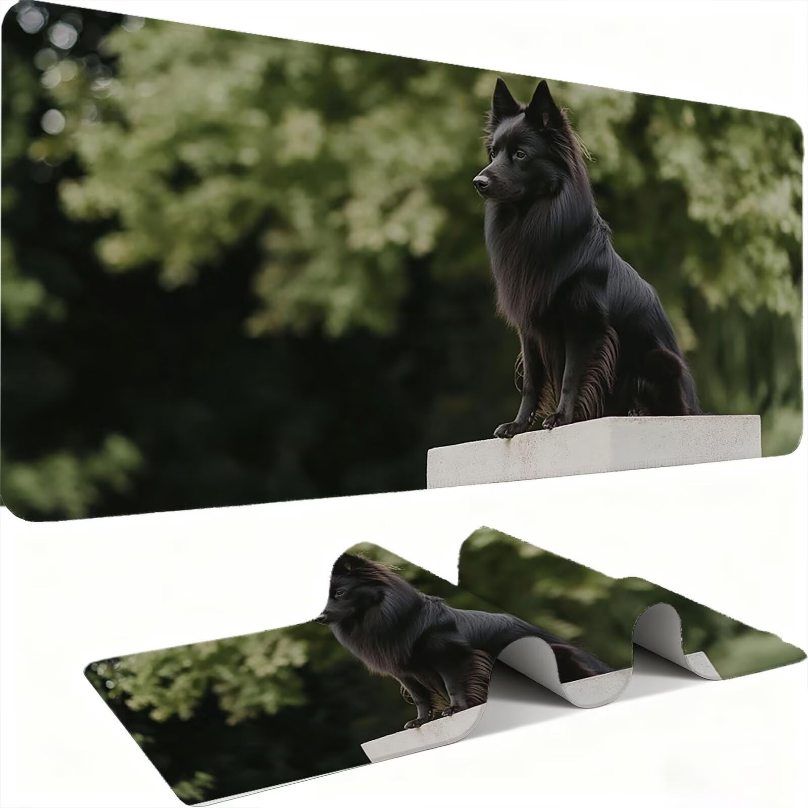 Podkładka pod mysz dla psa/czarna XXL 1200 x 600 mm duża podkładka pod mysz szyte krawędzie wodoodporna antypoślizgowa duże rozszerzone akcesoria biurowe do komputera, laptopa poprawia dokładność i