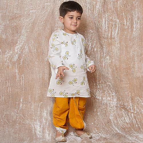 Image of AJ DEZINES Kids Ethnic Wear Pure Cotton Dhoti Kurta Set For Boys