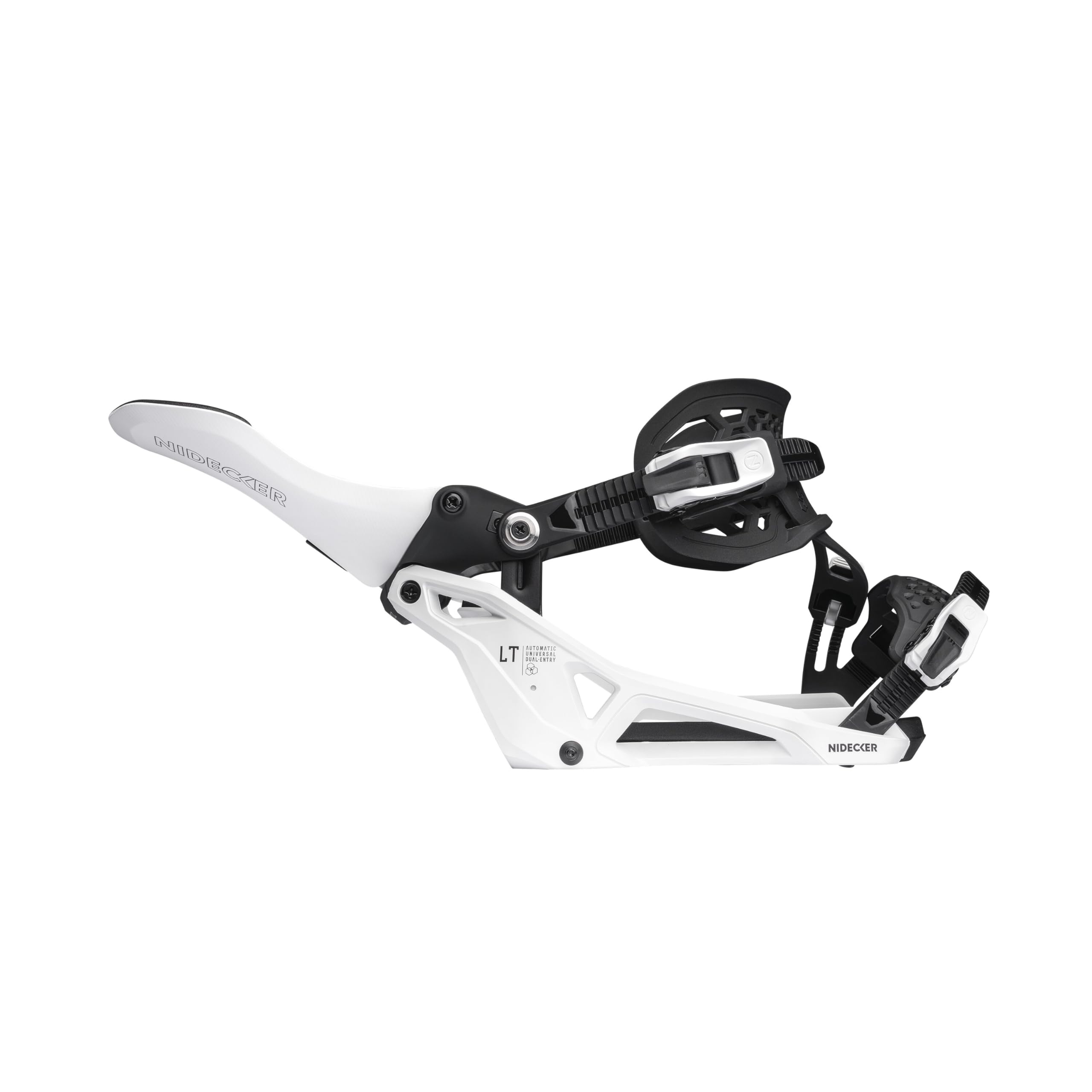 Fixations de Snowboard Nidecker LT Supermatic - Fixation Automatique à Double entrée avec pédale de Talon et Ajustement Universel