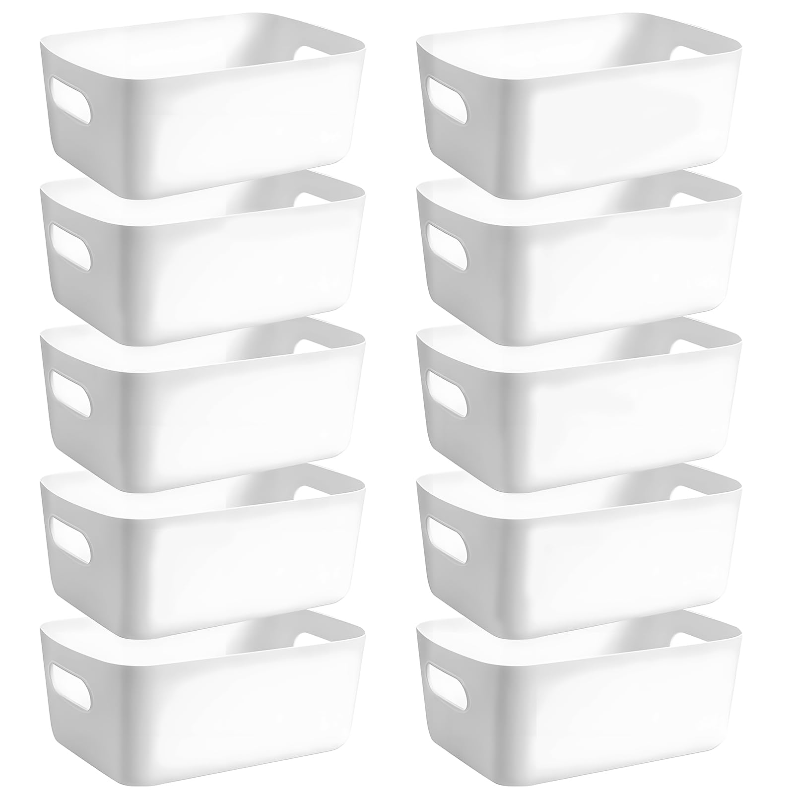 10Pcs Cestas Almacenaje de Plástico(24,5 x 17,5 x 10cm) ,Cajas Organizadoras con Asas,Cajones Almacenaje para Cocina,Escritorio,Oficina,Cosmético,Baño,Juguetes.