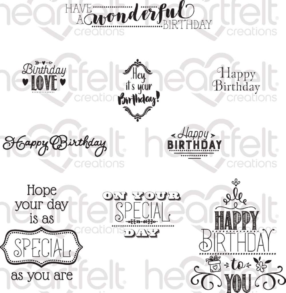 Heartfelt CreationsCling Rubber Stamp Set 5"X6.5"-Special Birthday Sentiments .5" To 3.5"