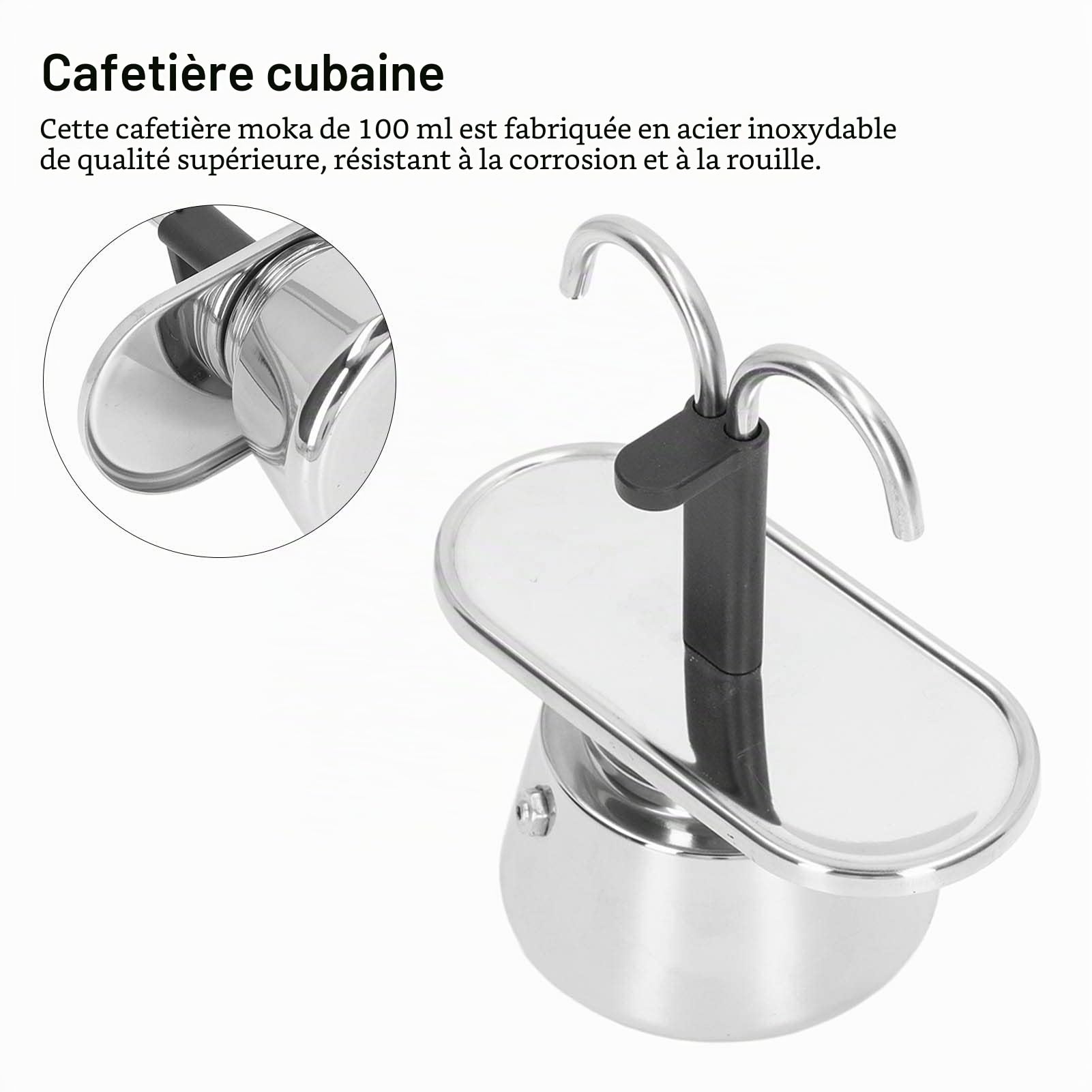 Topyond Moka Pot Cafetière En Acier Inoxydable De 100 Ml Avec Passoire épaisse à Double Tuyau Et Poignée Antidérapante Anti-brûlure Moka Express Cafetière Italienne Et Mini Cafetière