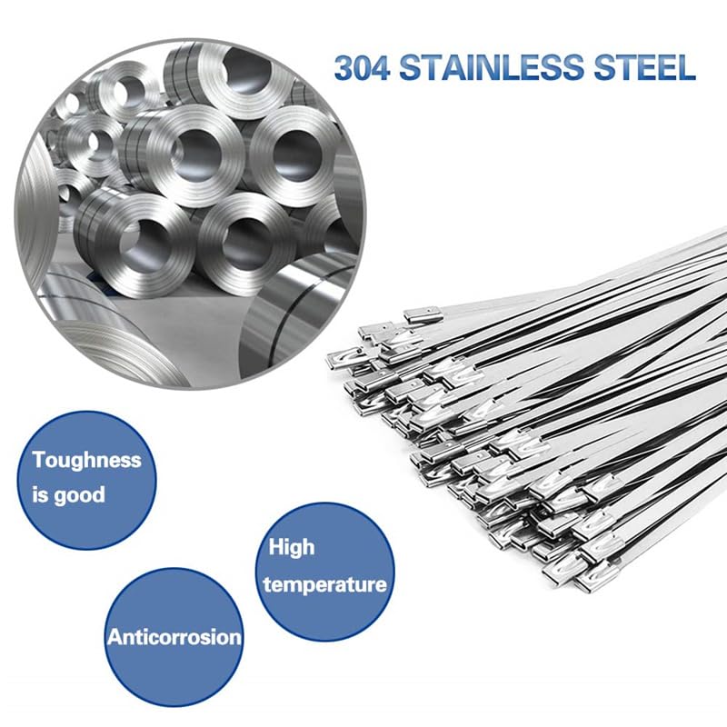 Opaski zaciskowe metalowe 100 szt. Opaski zaciskowe ze stali nierdzewnej Wielofunkcyjne opaski kablowe metalowe Opaski zaciskowe do przewodów do owijania układu wydechowego Opaski ogrodzeniowe Ch