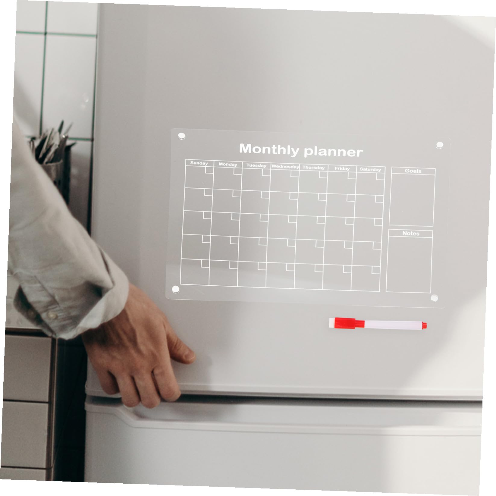 Calendario Da Frigorifero Con Lavagna Magnetica Cancellabile A Secco - Planner in Acrilico - Organizzazione Di Piccoli Uffici E Case