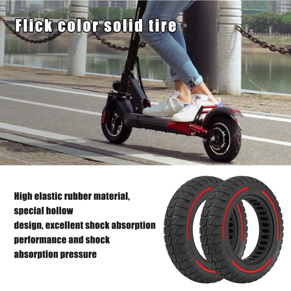 10 x 2,5 – 6,1 ruote di ricambio, pneumatici solidi da 10 pollici, per scooter elettrico KUGOO M4/M4 Pro, pneumatici di ricambio anteriori/posteriori, pneumatici pieni, antiscivolo