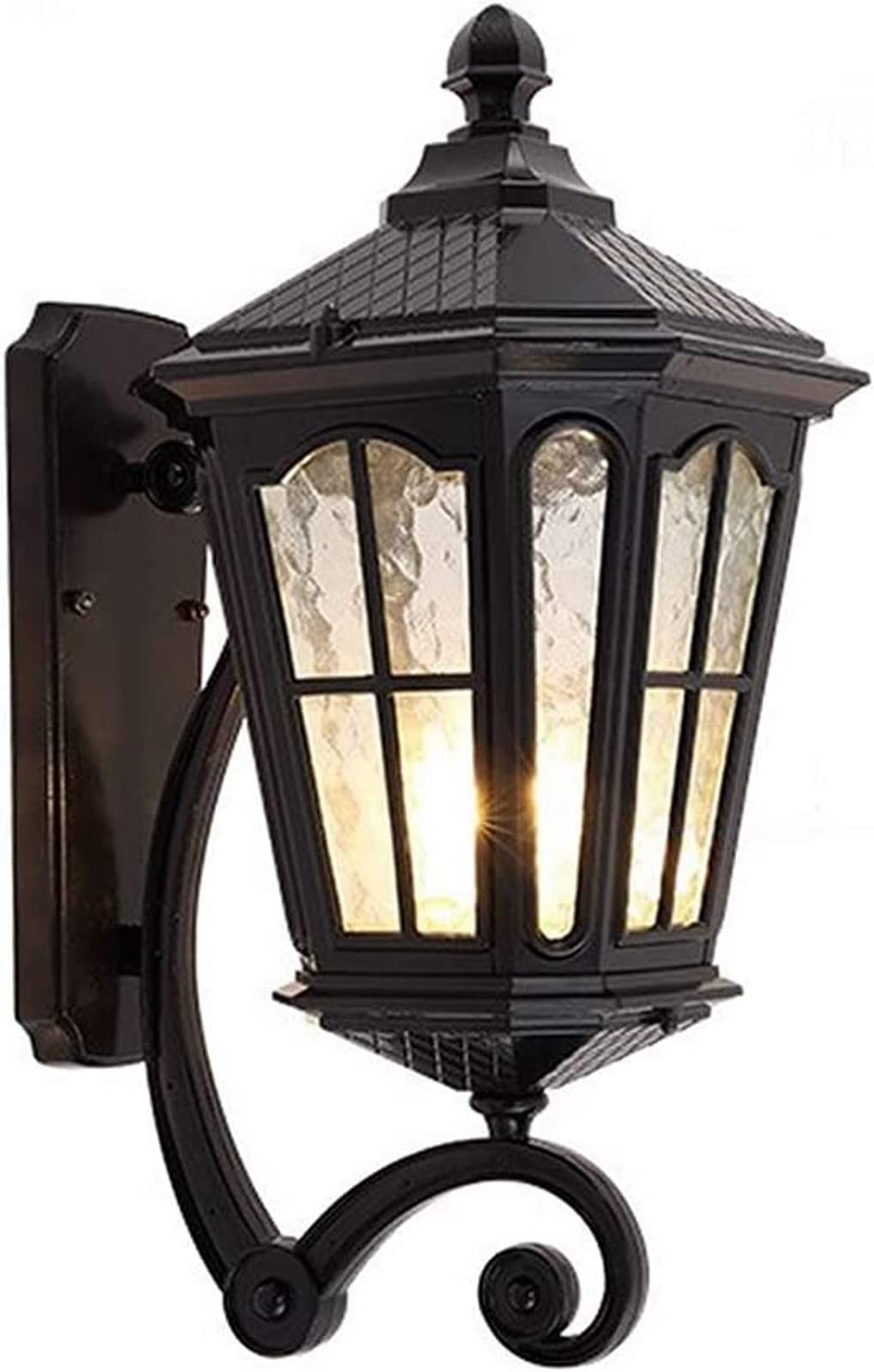 Lanterne d'extérieur contre la pluie applique murale étanche en aluminium noire vintage