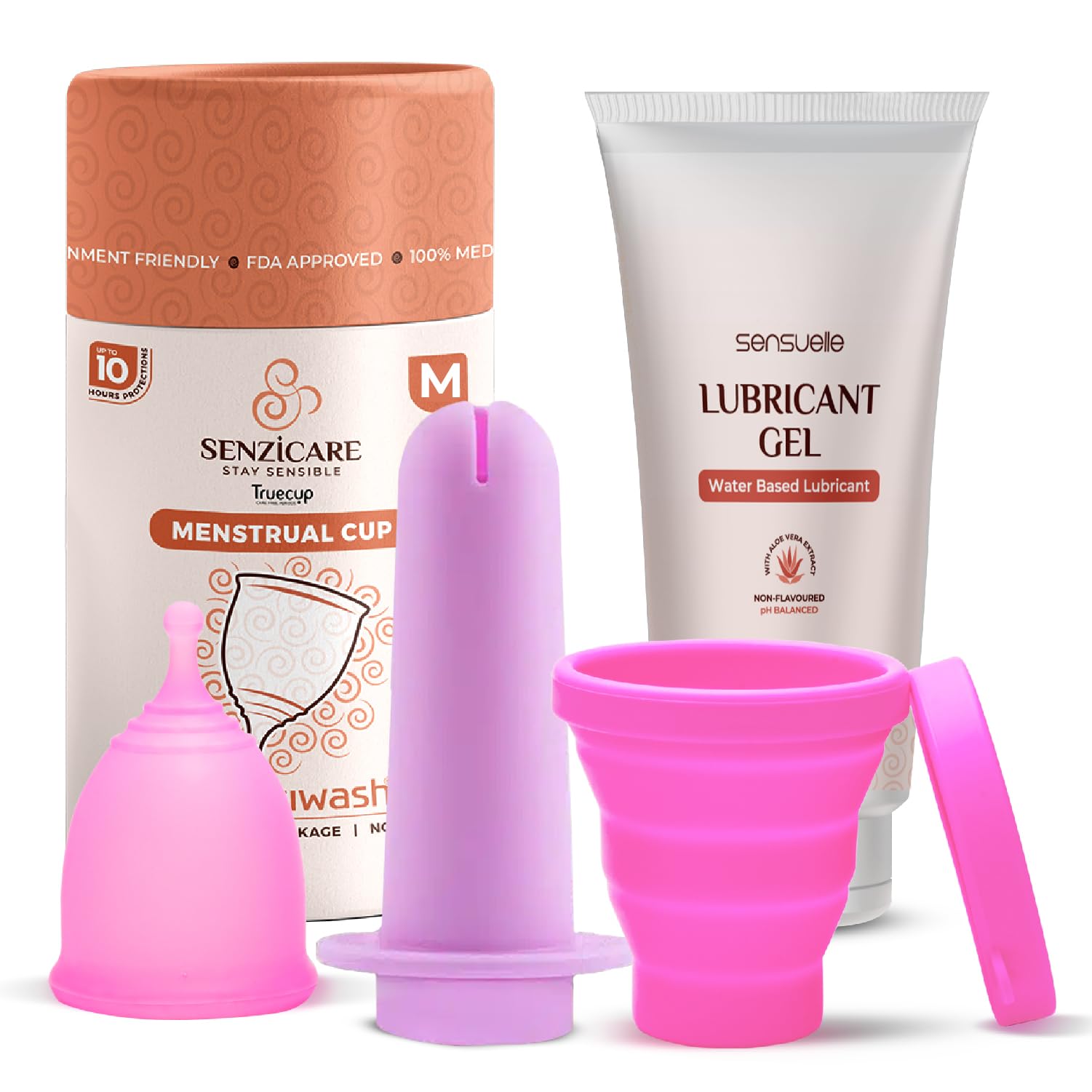 Reusable Menstrual Cup, Applicator, Lubricant Gel With Menstrual Cup Sterilizer For women (M)