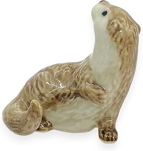 Miniatura 7 de WitnyStore Figura de cerámica de nutria de río euroasiática rizada de 1 pulgadas para decoración de terrario, estatua coleccionable para