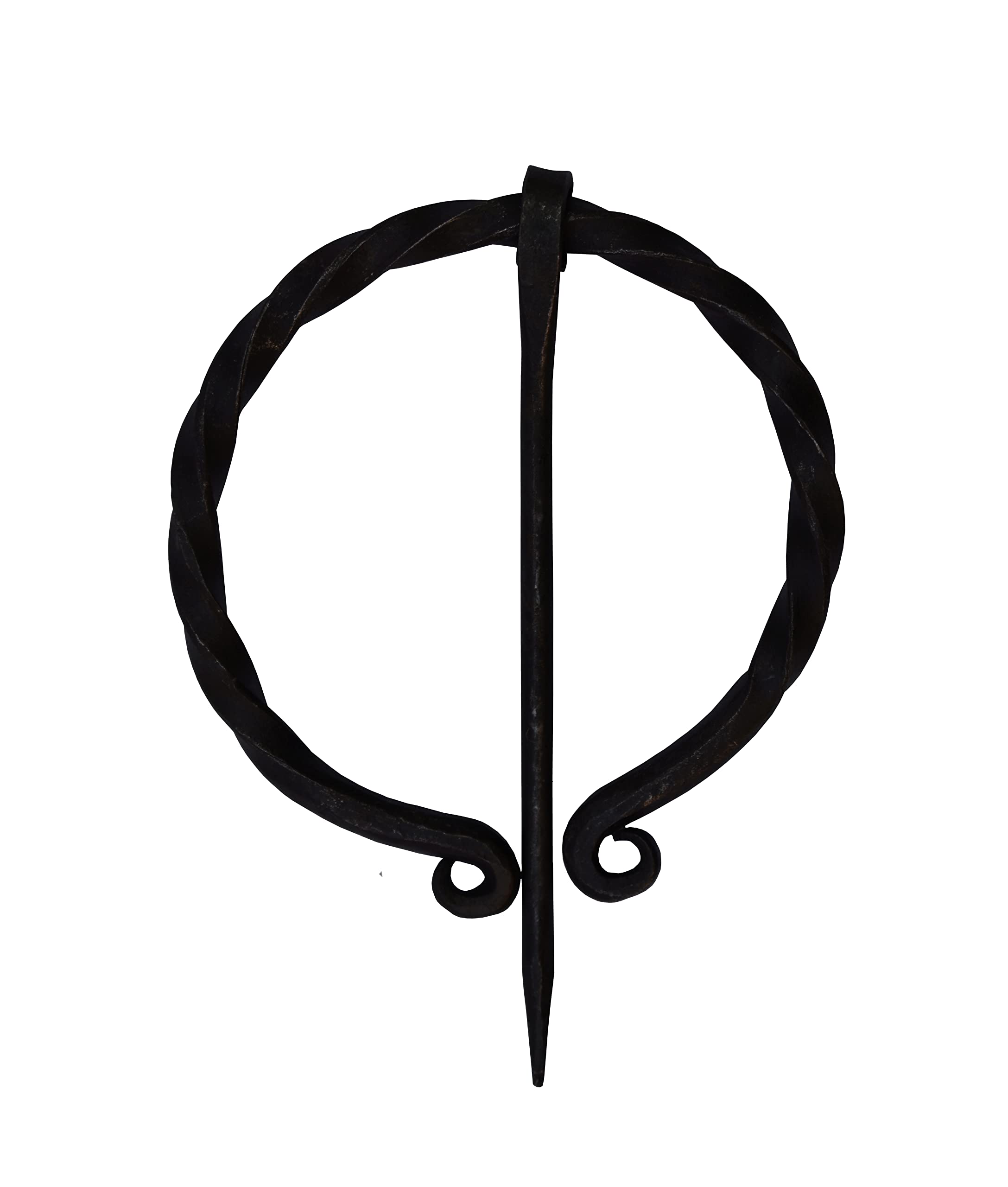 Viking Traders Hand-Forged Medieval design Twisted O shape brooch with clock pin unisex for cloak shawl and scarf