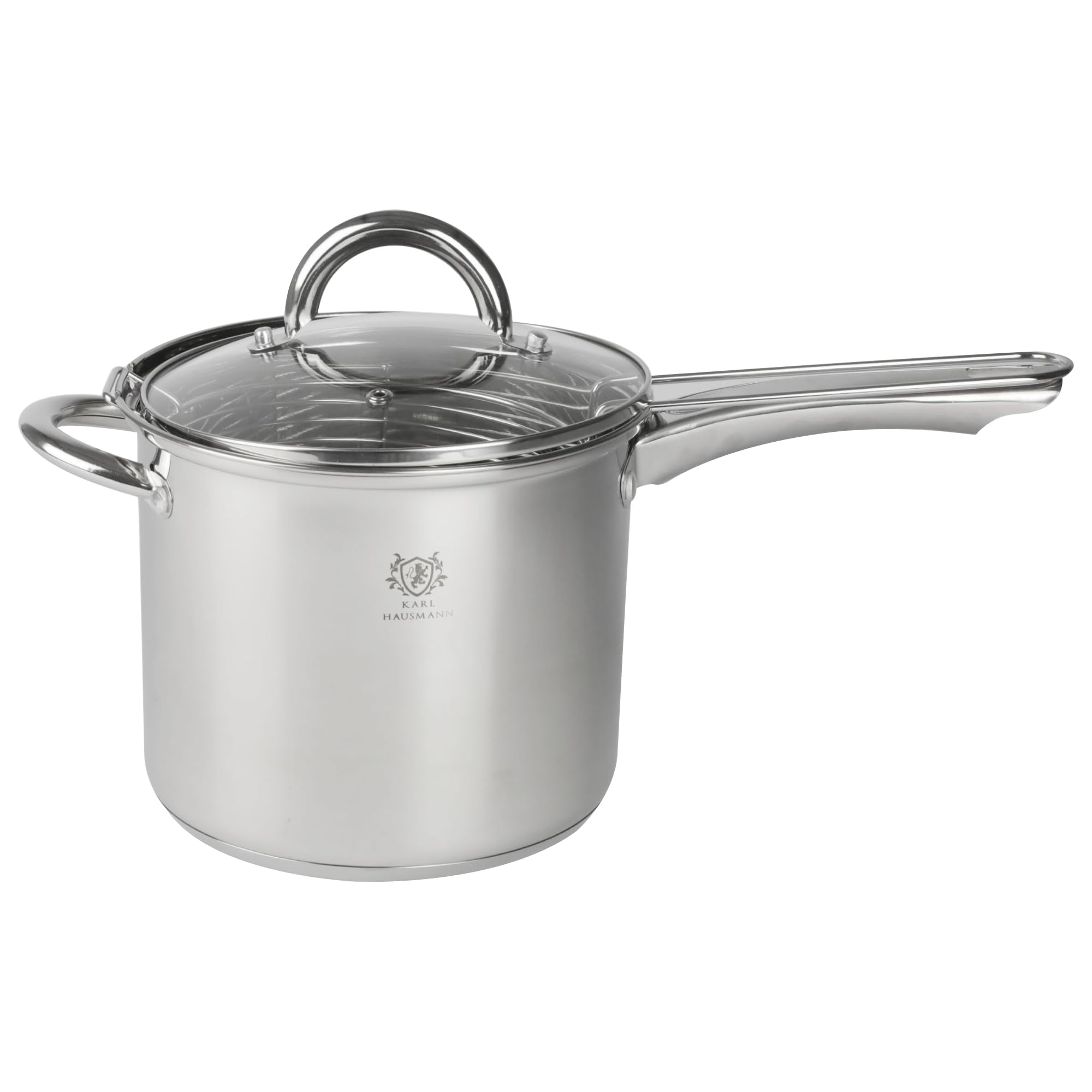 KARL HAUSMANN Pentola Per Friggere 3,6L Con Cestello - Cuociasparagi E Pentola Pasta In Acciaio Inox Per Induzione, Pentola Con Scolapasta E Coperchio In Vetro