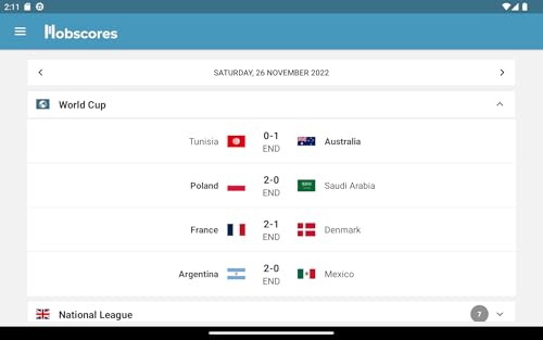 MobScores: Soccer Live Scores and Widget