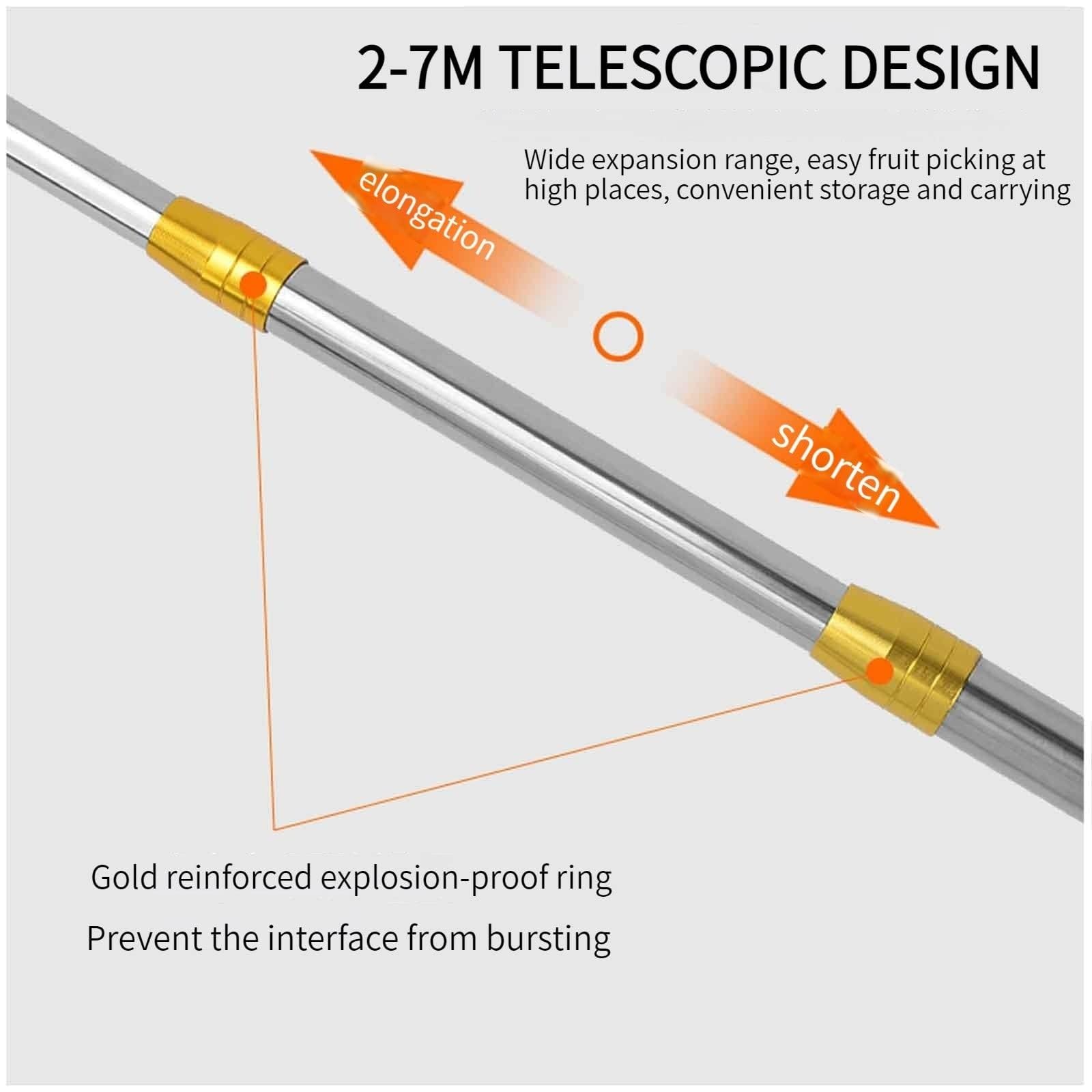 Raccoglifrutta Regolabile HEYIDAMAI - Palo Acciaio Inox 4.2m, Leggero, Con Sacchetto - Foto 12