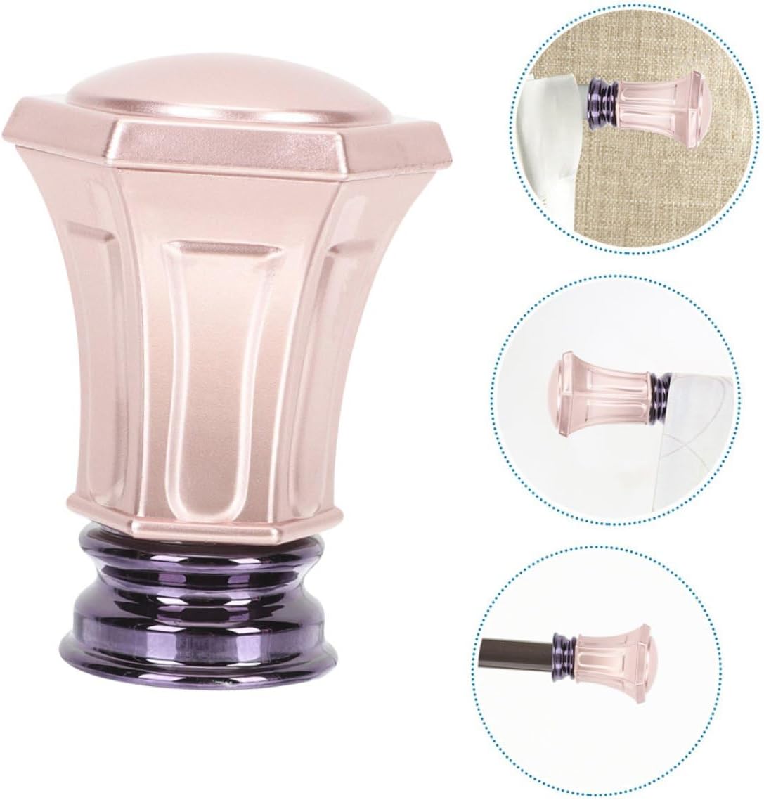 Gadpiparty 4PCS Rose Gold Curtain Rod End Finials for Window Drapery Rods Vintage Style Decorative Caps Easy Coordination Elegant Retro Finials for Single and Double Curtain Poles
