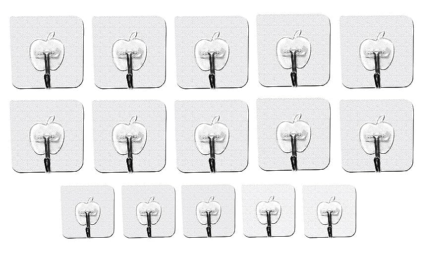 Image of Shivstor 10 Pack Apple Shape Wall Hooks Self Adhesive Heavy Duty Transparent Hooks Waterproof Nail Free No Drilling Wall Hangers for Kitchen Bathroom Home Storage Strong Sticky Hooks