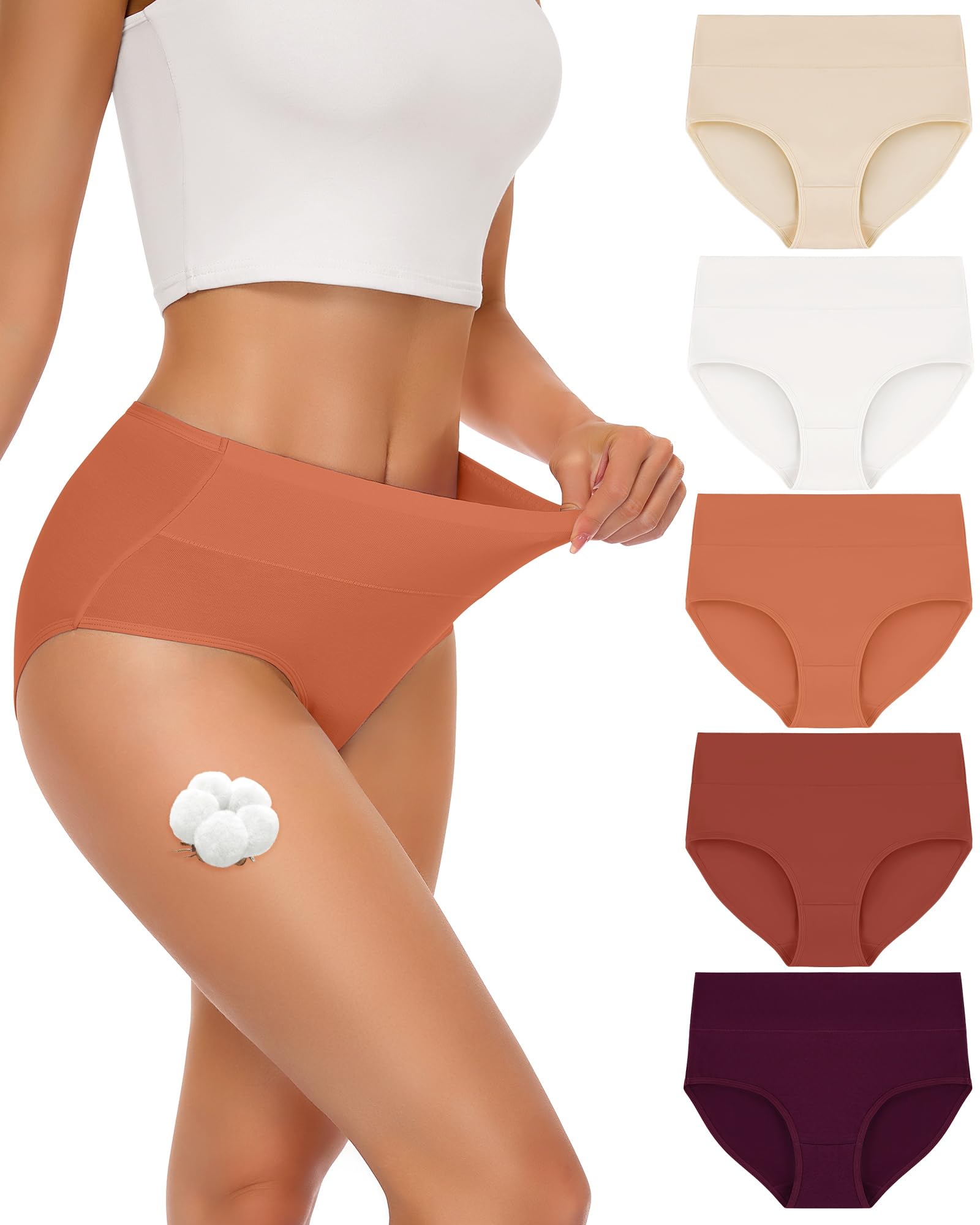 SIMIYA Unterhosen Damen Baumwolle 5er Pack Unterwäsche | Unterwäsche Damen Frauen Mehrpack Hoher Taille Hipster Atmungsaktiv Panties Weich Slips