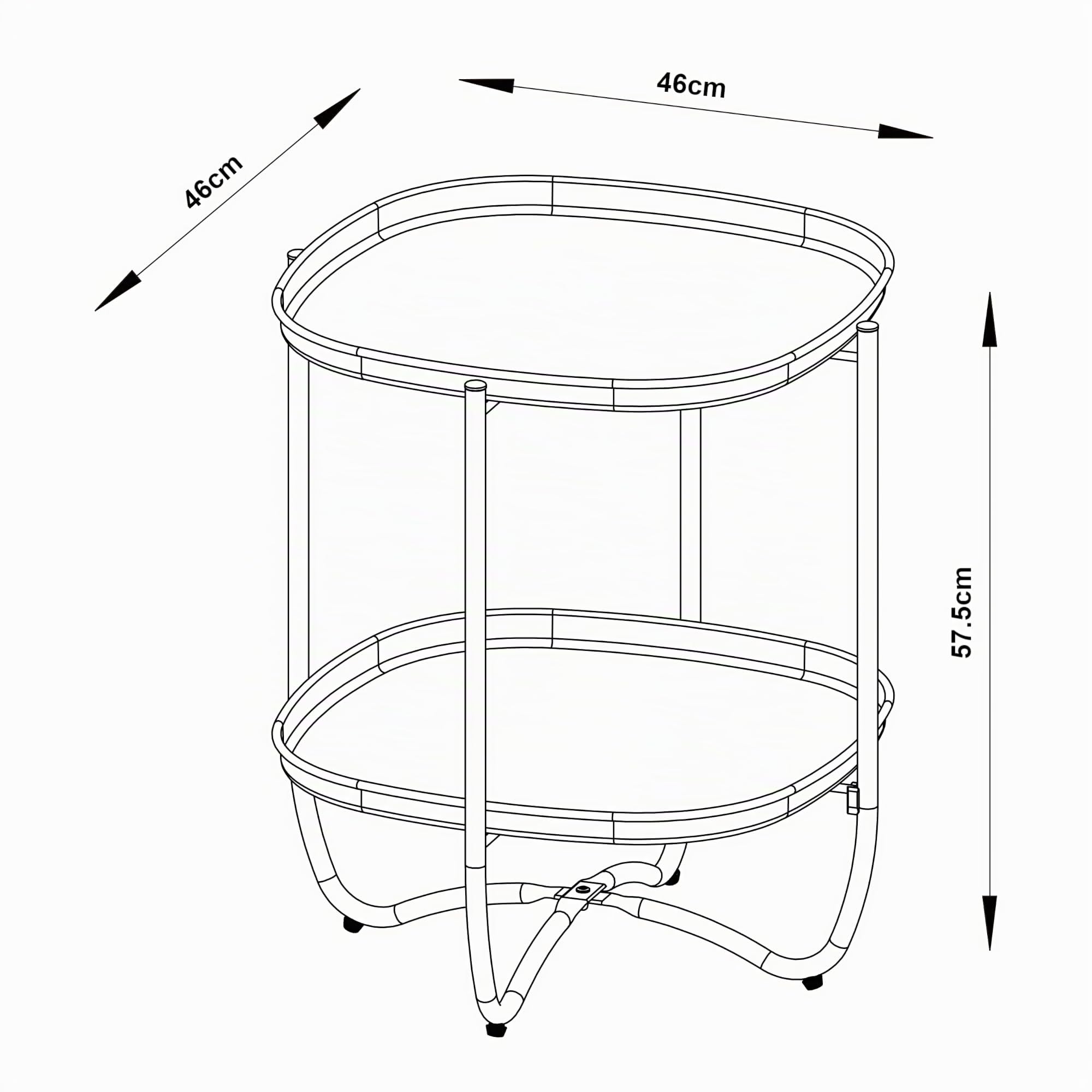 [en.casa] Tavolino con 2 Vassoi Piani Quadrati Rimovibili Tavolo Multiuso da Giardino da Salotto 57,5 x 46 x 46 cm in Acciaio - Verde