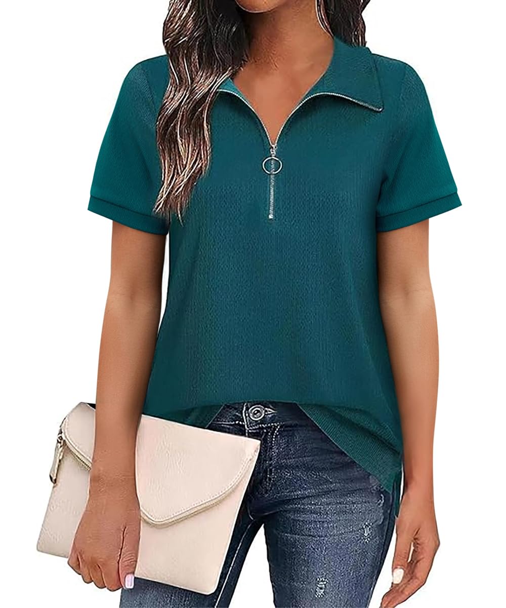 GRMLRPT 2024 Camiseta de Manga 3/4 Mujer Moda Cuello en V Vintage Blusa Suelta Tops Casual PoloT-Shirt Basica Cómoda(Multicolor,S-XXL)
