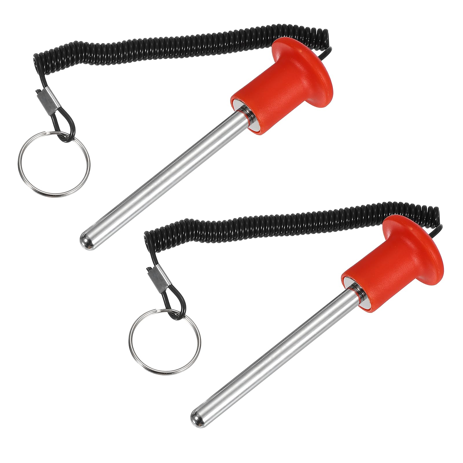 YELARXI Gym Pin, Weight Stack Pin Strength Training Lifting Equipment Replacement with Pull Rope 0.4 x 4.1 Inch & 2 Pcs & Red -Fitting for (Home/Gym/Club/Machine Insert Accessories)