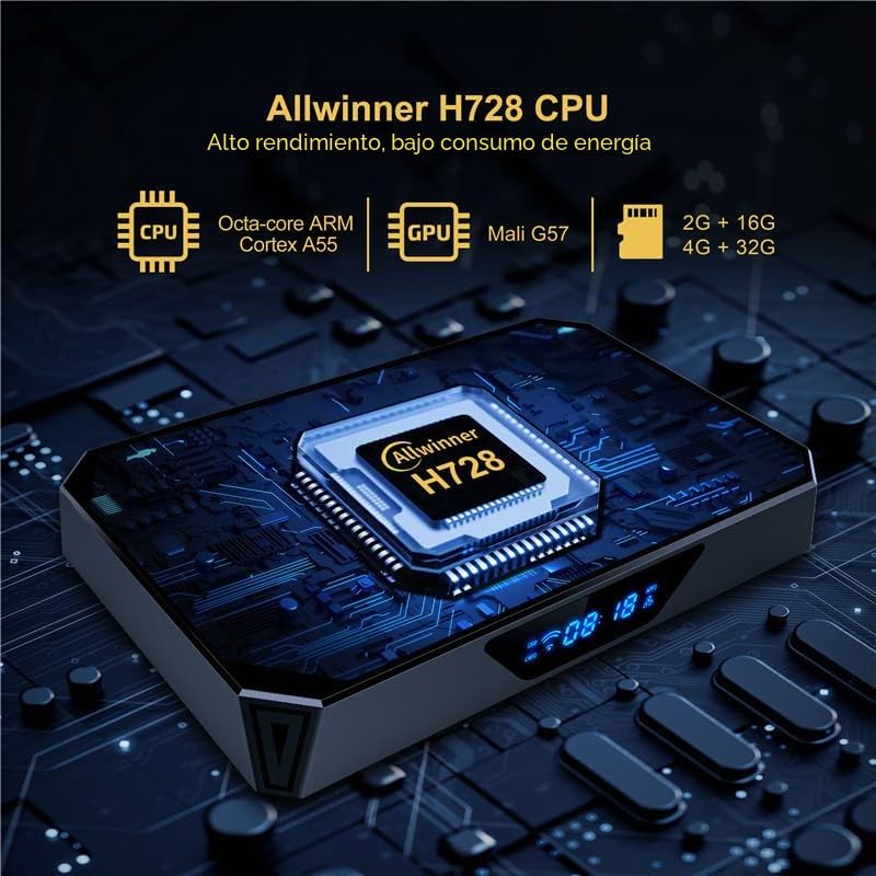 CHROX Android 14.0 TV Box, X96Q PRO+ Smart TV Box H728 Quad-Core 64-Bit ARM Cortex-A53 compatible con 8K/4K 2.4/5.0Ghz WIFI BT4.0 100/1000M HDMI 2.0 H.265 SetTop Box, 4GB + 32GB