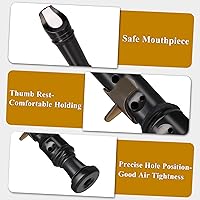 Vista 4 de Eastrock Grabadora soprano, instrumento de grabación, estilo alemán, llave C, 3 piezas, ABS con varilla de limpieza, tabla de dedos, bolsa de Negro